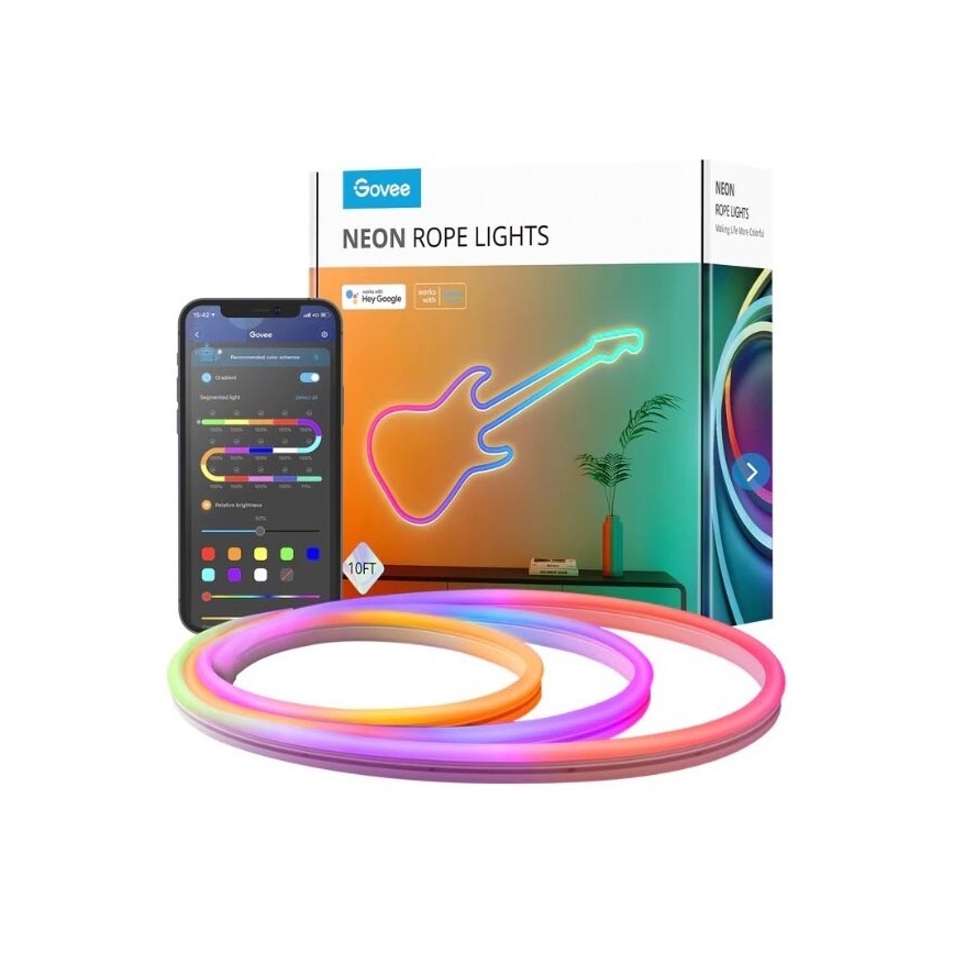 Govee - Neon SMART ohebný LED pásek - RGBIC - 3m Wi-Fi IP67