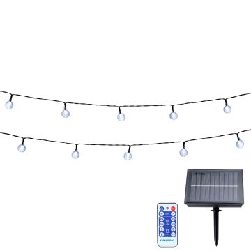 Grundig - LED Stmívatelný solární řetěz 50xLED/8 funkcí 9,35m teplá bílá + dálkové ovládání