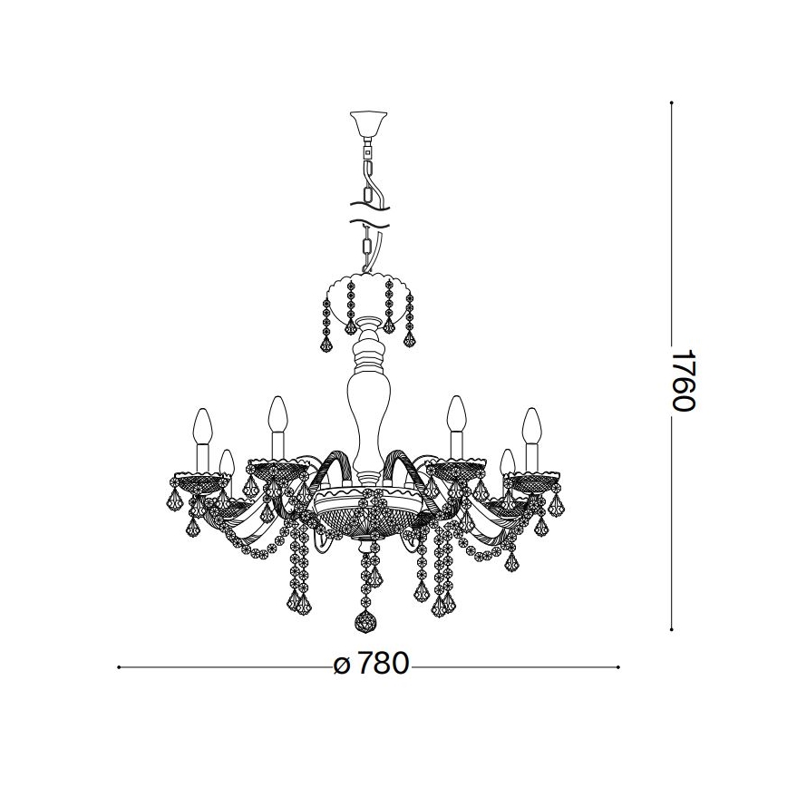 Ideal Lux - Křišťálový lustr na lanku ROSE 8xE14/40W/230V