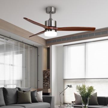 Immax NEO 07165-S - LED Stropní ventilátor ELEGANTE LED/18W/230V dub Wi-Fi Tuya + dálkové ovládání