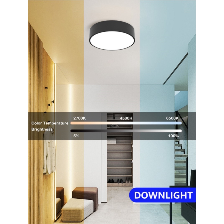 Immax NEO 07200L - LED Stmívatelné stropní svítidlo RONDATE LED/18W/230V 3000-6000K pr. 25 cm černá Tuya + dálkové ovládání