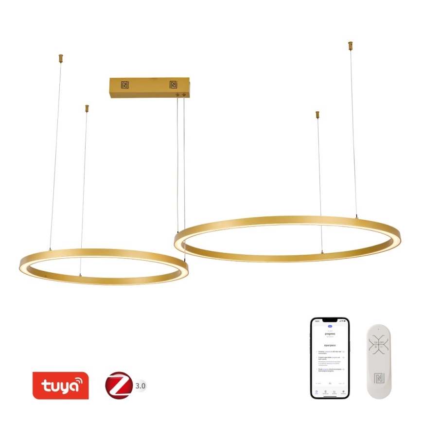 Immax NEO 07218L - LED Stmívatelný lustr na lanku FINO LED/93W/230V 60/80cm zlatá Tuya + dálkové ovládání