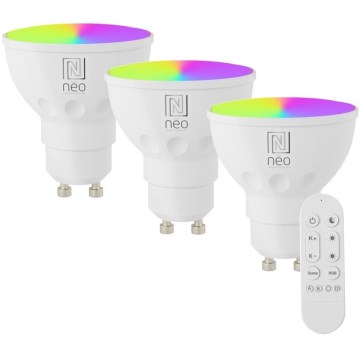 Immax NEO 07724CDO - SADA 3x LED RGB+CCT Stmívatelná žárovka GU10/6W/230V 2700-6500K Wi-Fi Tuya + dálkové ovládání