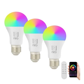 Immax NEO 07733CDO - SADA 3x LED RGB+CCT Stmívatelná žárovka E27/11W/230V Wi-Fi Tuya + dálkové ovládání