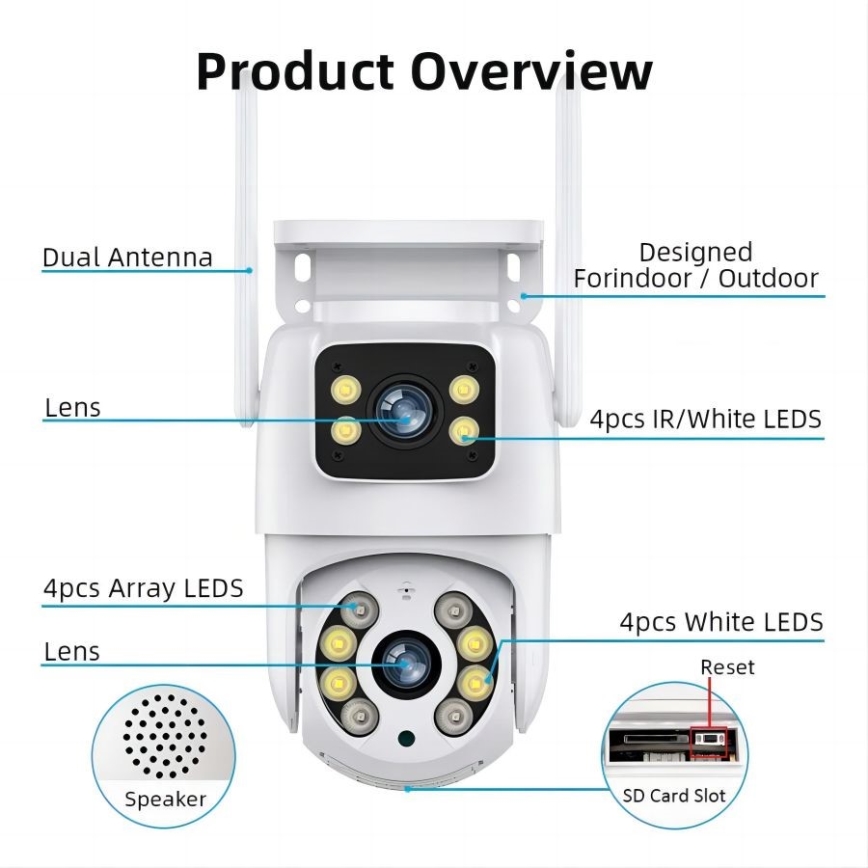 Immax NEO 07783L - Chytrá venkovní kamera se senzorem DOUBLE 355° P/T 2x2MP IP65 Wi-Fi Tuya