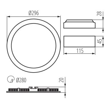 LED Koupelnové podhledové svítidlo ROUNDA LED/24W/230V IP44 bílá pr. 29,6 cm