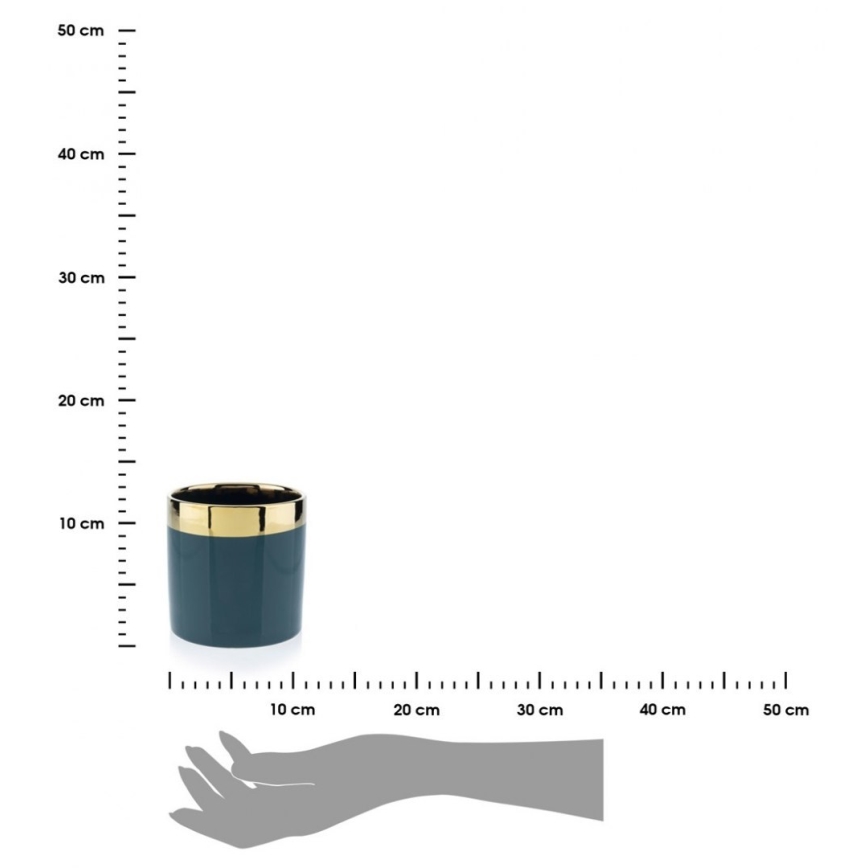 Keramický květináč CINDY 11x11 cm zelená/zlatá