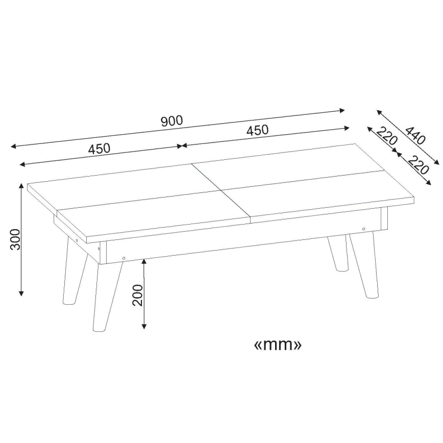 Konferenční stolek CASTRUM 30x90 cm bílá/hnědá