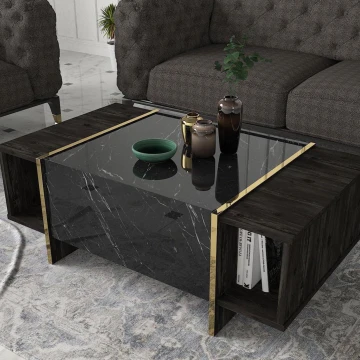 Konferenční stolek VEYRON 37,3x103,8 cm černá/zlatá