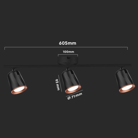 LED Bodové svítidlo 3xLED/5W/230V 3000K černá
