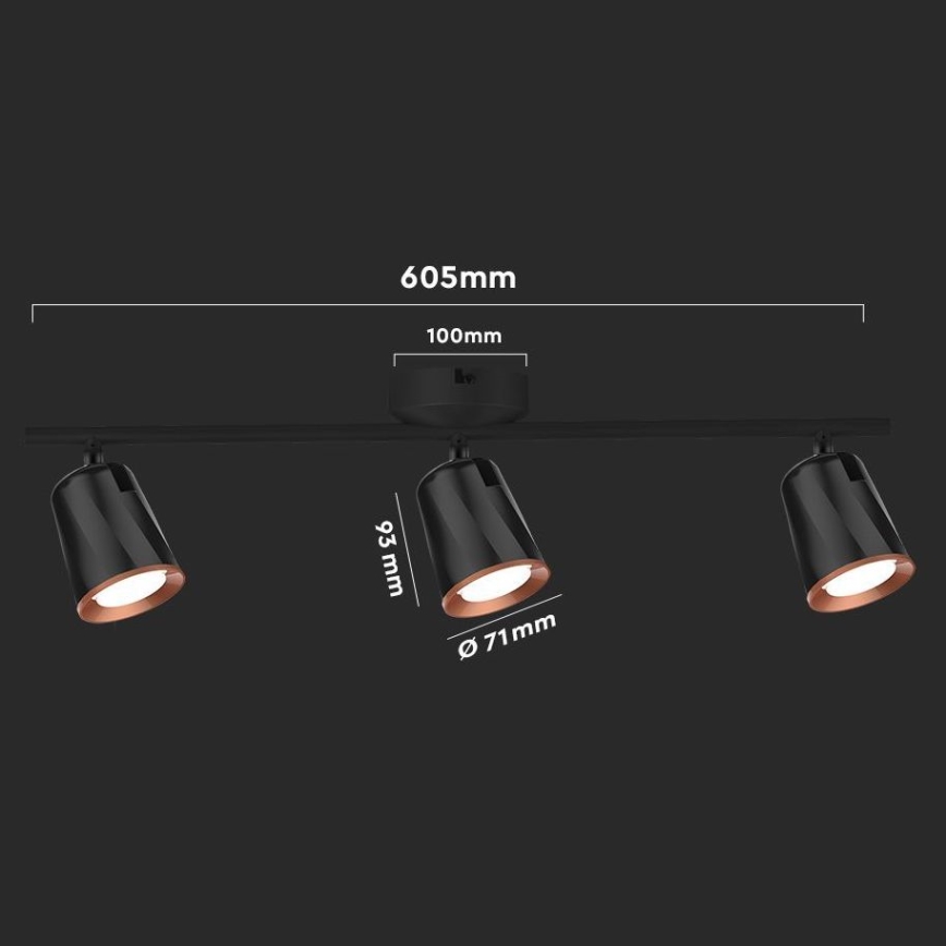 LED Bodové svítidlo 3xLED/5W/230V 4000K černá