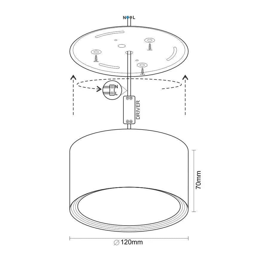 LED Bodové svítidlo LED/14W/230V 4000K pr. 12 cm černá