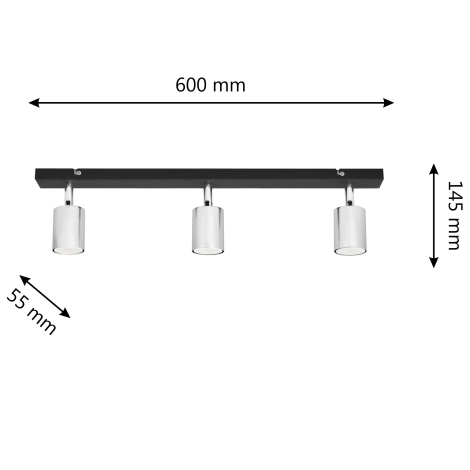 LED Bodové svítidlo TUNE 3xGU10/6,5W/230V matný chrom/černá