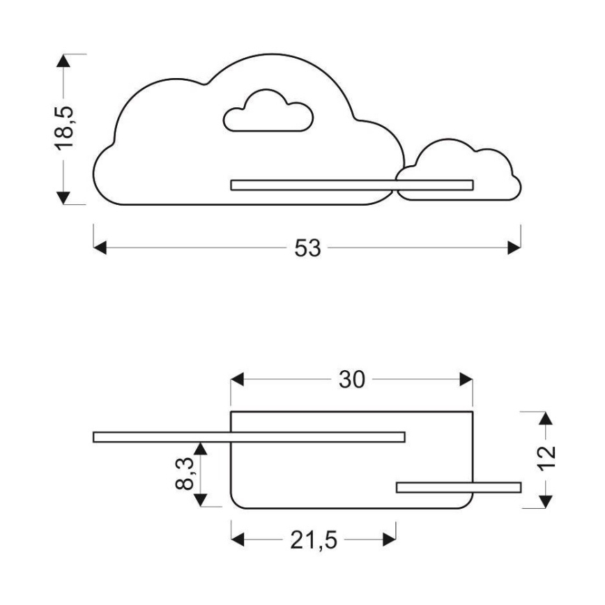 LED Dětské nástěnné svítidlo s poličkou CLOUD LED/5W/230V modrá/bílá, FSC certifikováno