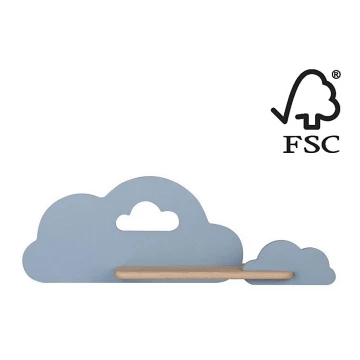 LED Dětské nástěnné svítidlo s poličkou CLOUD LED/5W/230V modrá, FSC certifikováno