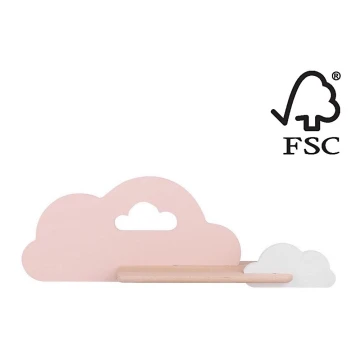 LED Dětské nástěnné svítidlo s poličkou CLOUD LED/5W/230V růžová/bílá, FSC certifikováno