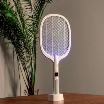 LED Elektrický lapač hmyzu 2v1 s LCD displejem 1200 mAh/5V bílá
