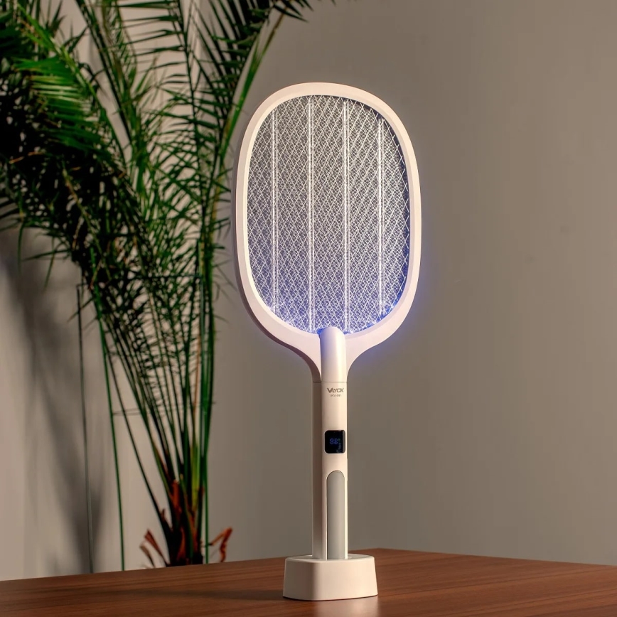 LED Elektrický lapač hmyzu 2v1 s LCD displejem 1200 mAh/5V bílá