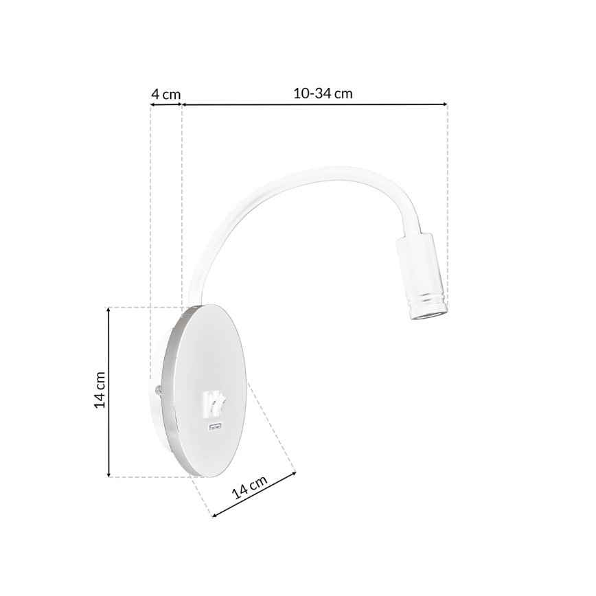 LED Flexibilní nástěnná lampička s USB BASE 1xLED/8W+1xLED/2W/230V bílá/stříbrná