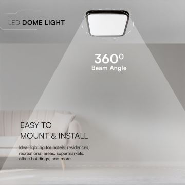 LED Koupelnové stropní svítidlo LED/18W/230V IP44 3000K 25x25 cm černá