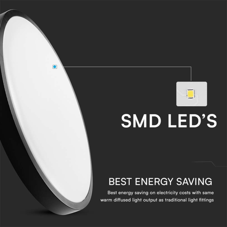 LED Koupelnové stropní svítidlo LED/18W/230V IP44 3000K pr. 25 cm černá