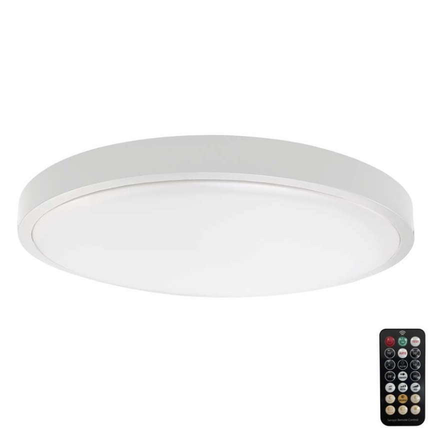 LED Koupelnové stropní svítidlo se senzorem LED/18W/230V IP44 3000K pr. 29 cm bílá + dálkové ovládání