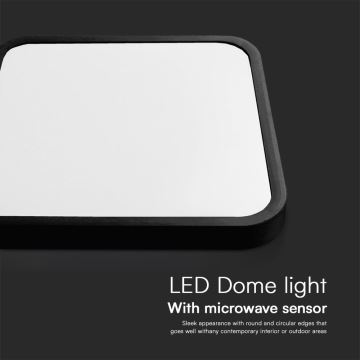 LED Koupelnové stropní svítidlo se senzorem LED/18W/230V IP44 4000K 29x29 cm černá + dálkové ovládání