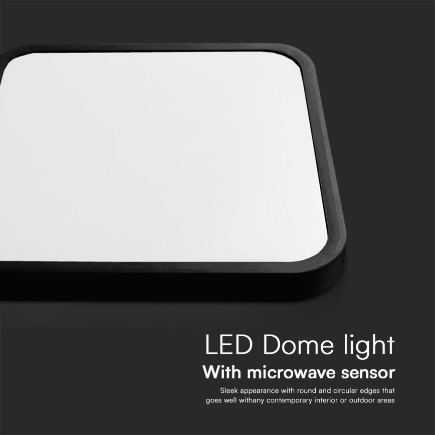 LED Koupelnové stropní svítidlo se senzorem LED/18W/230V IP44 4000K 29x29 cm černá + dálkové ovládání