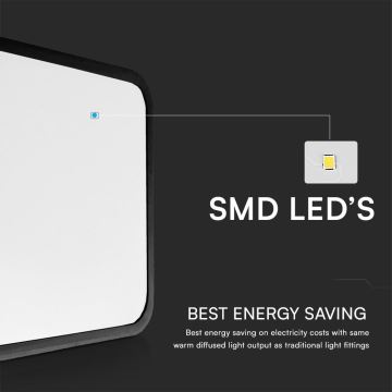 LED Koupelnové stropní svítidlo se senzorem LED/18W/230V IP44 4000K 29x29 cm černá + dálkové ovládání