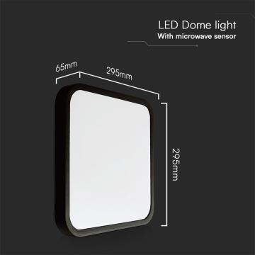 LED Koupelnové stropní svítidlo se senzorem LED/18W/230V IP44 4000K 29x29 cm černá + dálkové ovládání