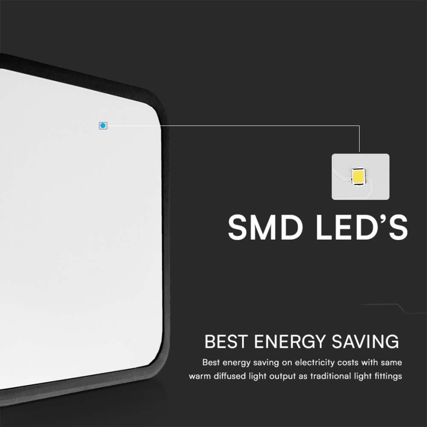 LED Koupelnové stropní svítidlo se senzorem LED/36W/230V 4000K IP44 černá + dálkové ovládání