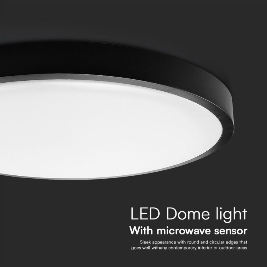 LED Koupelnové stropní svítidlo se senzorem LED/36W/230V IP44 4000K pr. 42 cm černá + dálkové ovládání