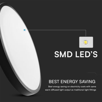 LED Koupelnové stropní svítidlo se senzorem LED/36W/230V IP44 4000K pr. 42 cm černá + dálkové ovládání