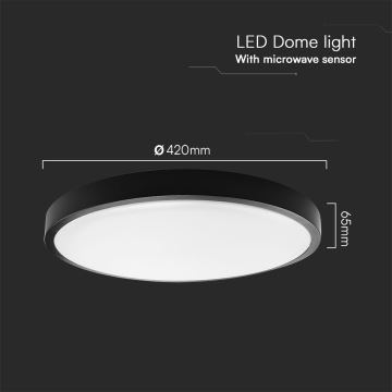 LED Koupelnové stropní svítidlo se senzorem LED/36W/230V IP44 4000K pr. 42 cm černá + dálkové ovládání