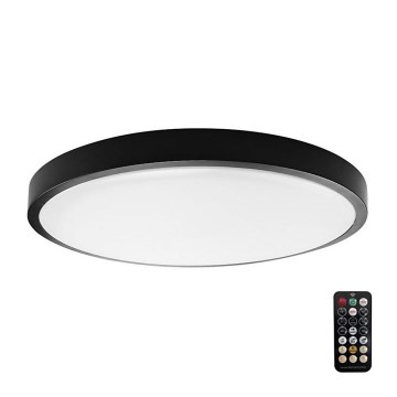 LED Koupelnové stropní svítidlo se senzorem SAMSUNG CHIP LED/18W/230V IP44 4000K pr. 29 cm černá + dálkové ovládání