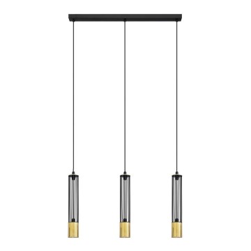 LED Lustr na lanku BARS 3xGU10/4,8W/230V černá/zlatá