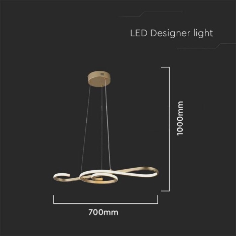 LED Lustr na lanku LED/18W/230V 3000K zlatá