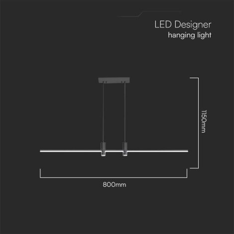 LED Lustr na lanku LED/19W/230V 4000K černá