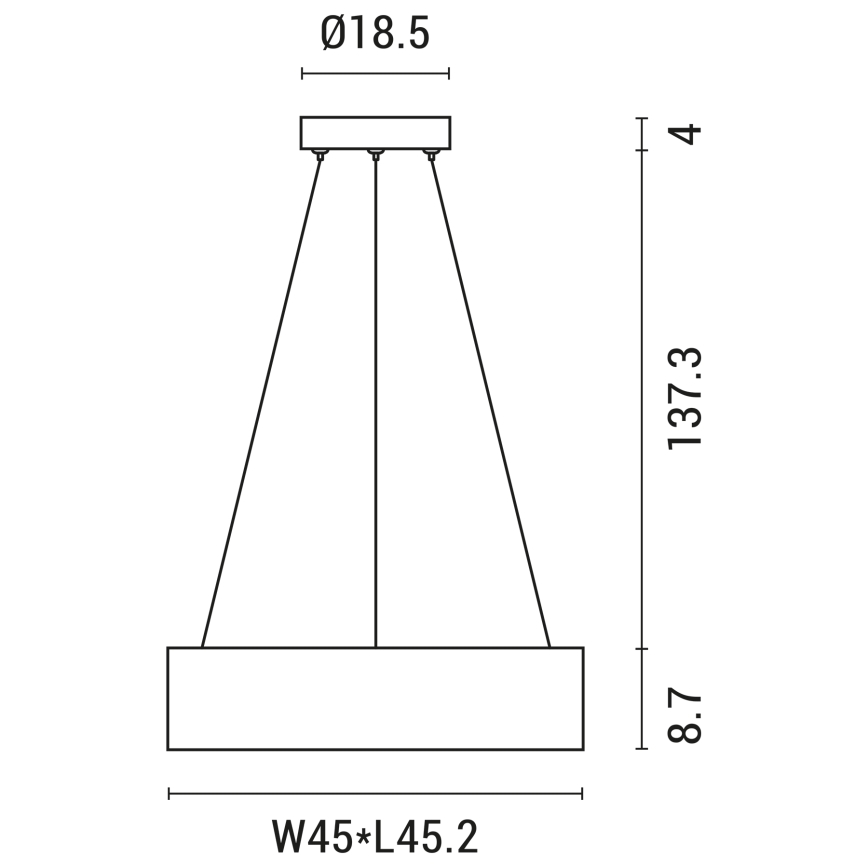 LED Lustr na lanku LED/30W/230V 3000K 45x45 cm šedá