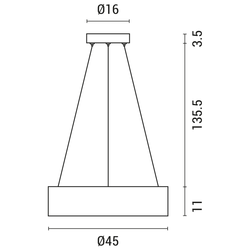 LED Lustr na lanku LED/30W/230V 3000K pr. 45 cm černá
