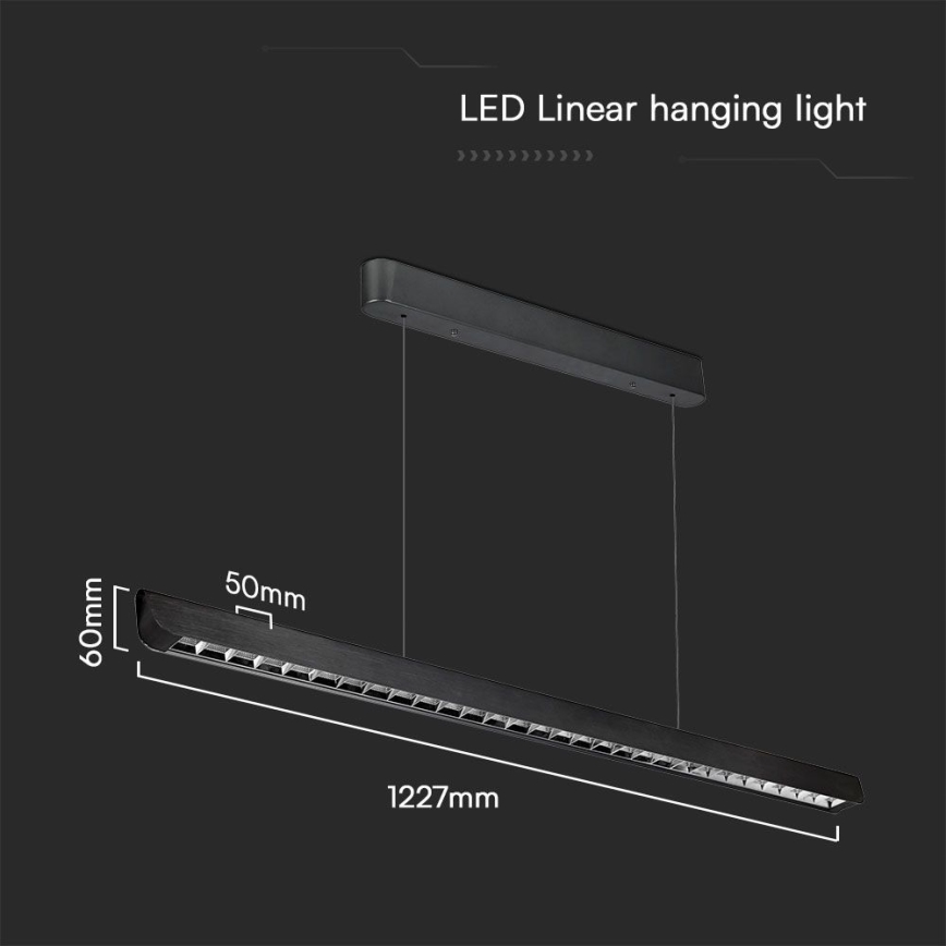 LED Lustr na lanku LED/36W/230V 3000/4000/6400K černá