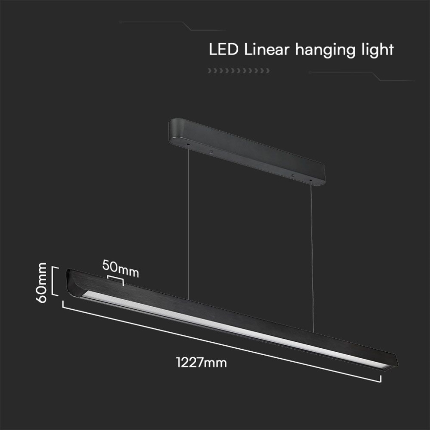 LED Lustr na lanku LED/36W/230V 3000/4000/6400K černá