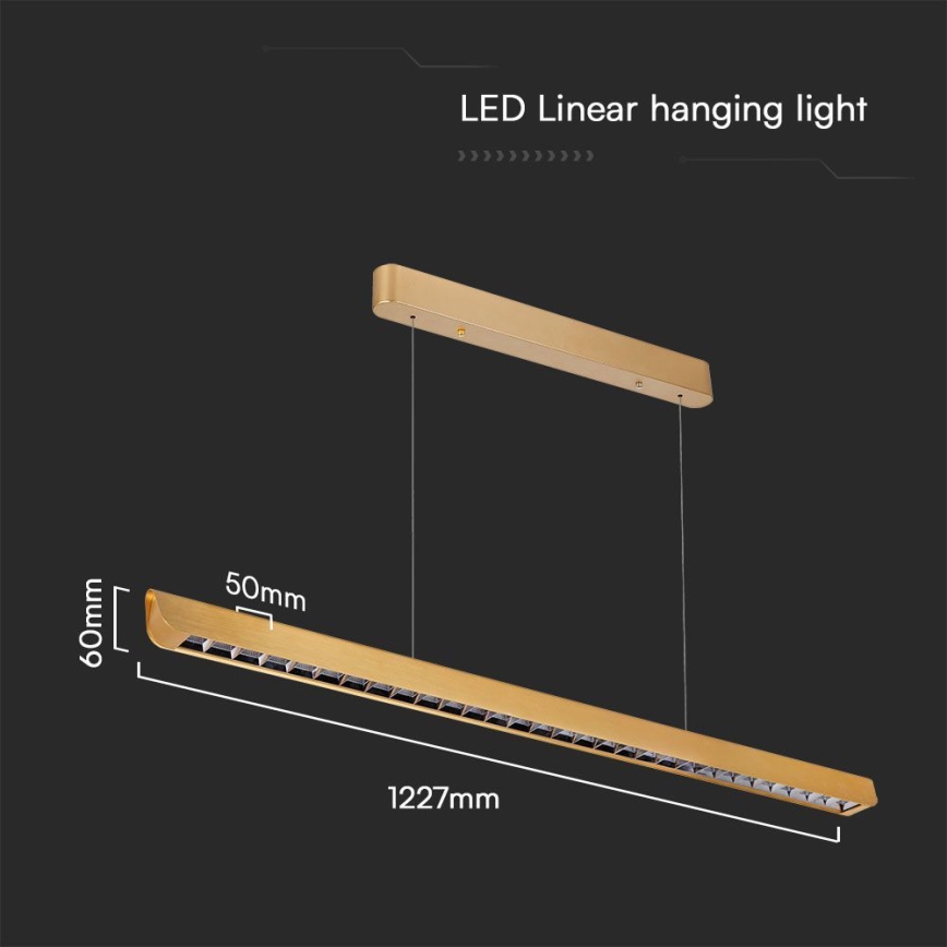 LED Lustr na lanku LED/36W/230V 3000/4000/6400K zlatá