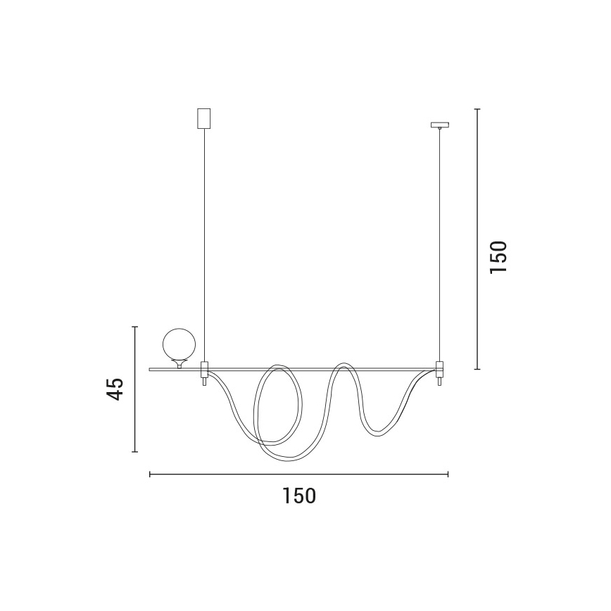 LED Lustr na lanku LED/50W/230V + 1xG9/10W zlatá