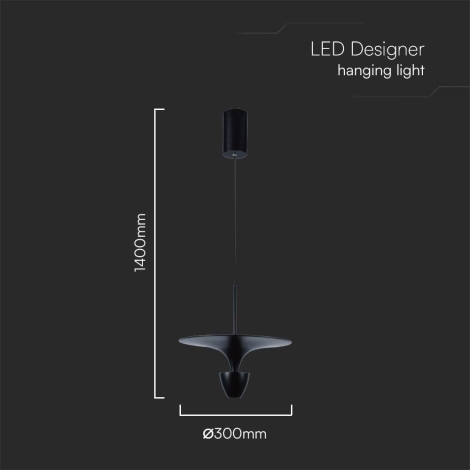 LED Lustr na lanku LED/9W/230V 3000K černá