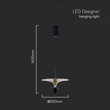 LED Lustr na lanku LED/9W/230V 3000K černá/zlatá