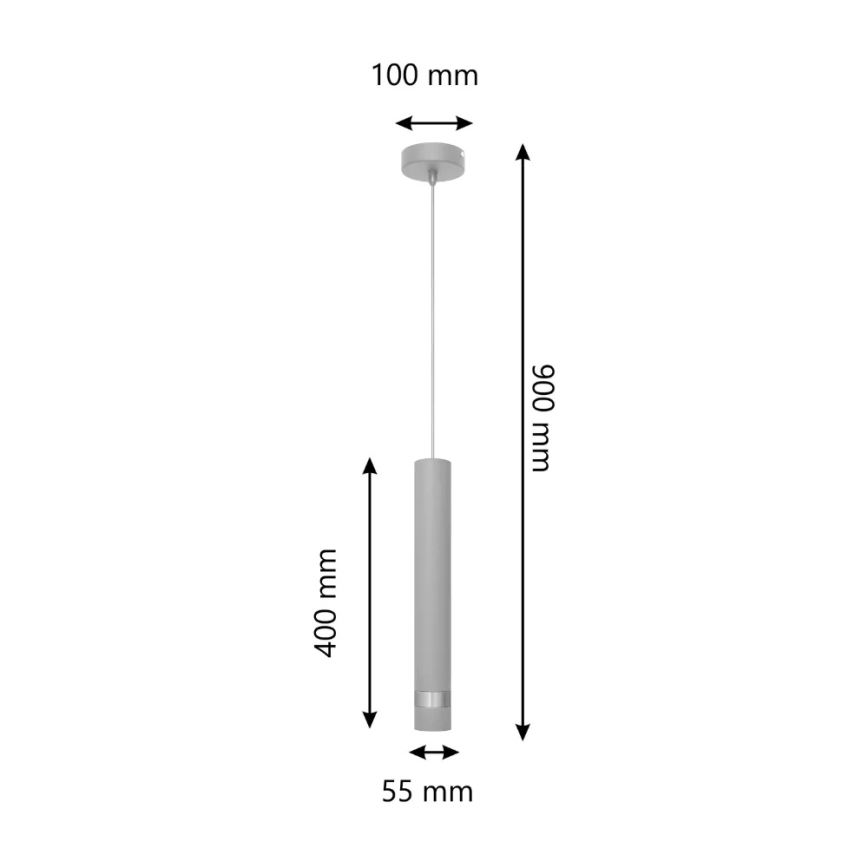 LED Lustr na lanku TUBA 1xGU10/4,8W/230V šedá/lesklý chrom