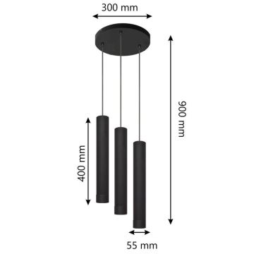 LED Lustr na lanku TUBA 3xGU10/6,5W/230V černá