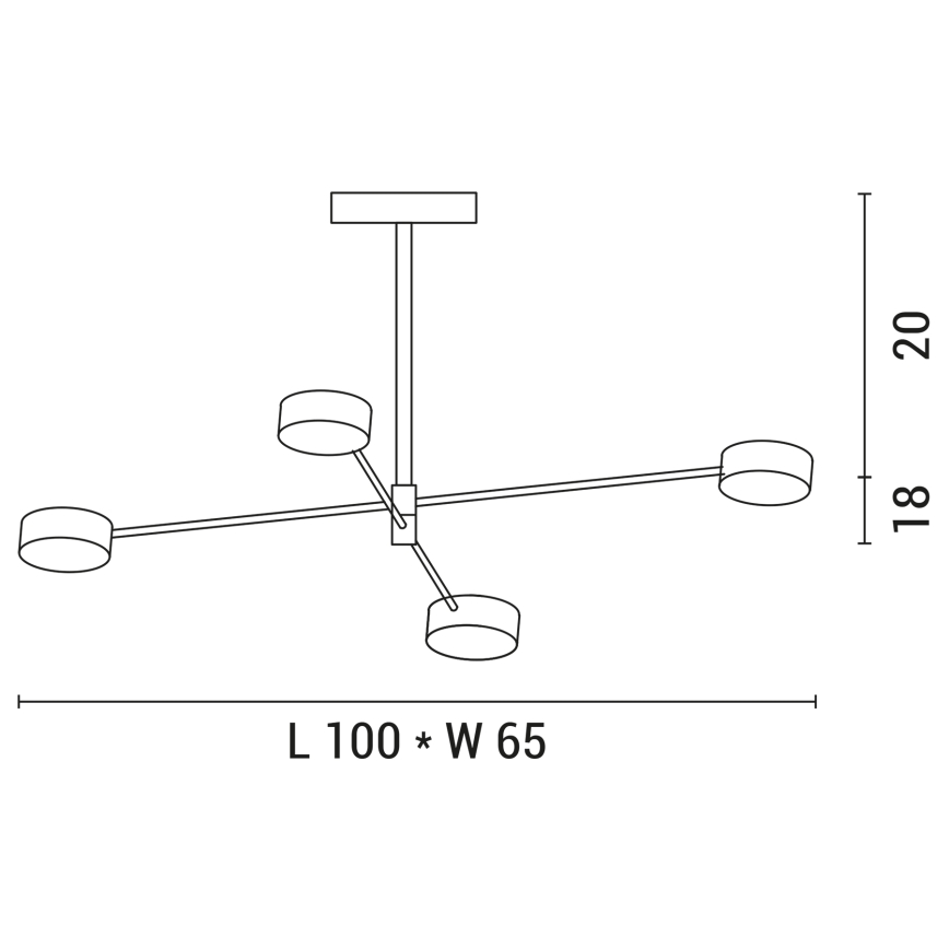 LED Lustr na tyči 4xLED/12W/230V 4000K zlatá