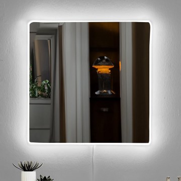 LED Nástěnné zrcadlo s podsvícením SQUARE 50x50 cm bílá